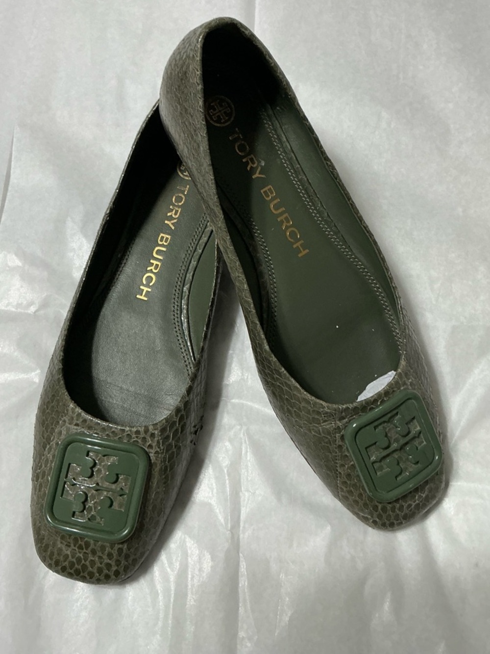 TORY BURCH GEORGIA SQUARE TOE BALLET FLAT size 8.5M
